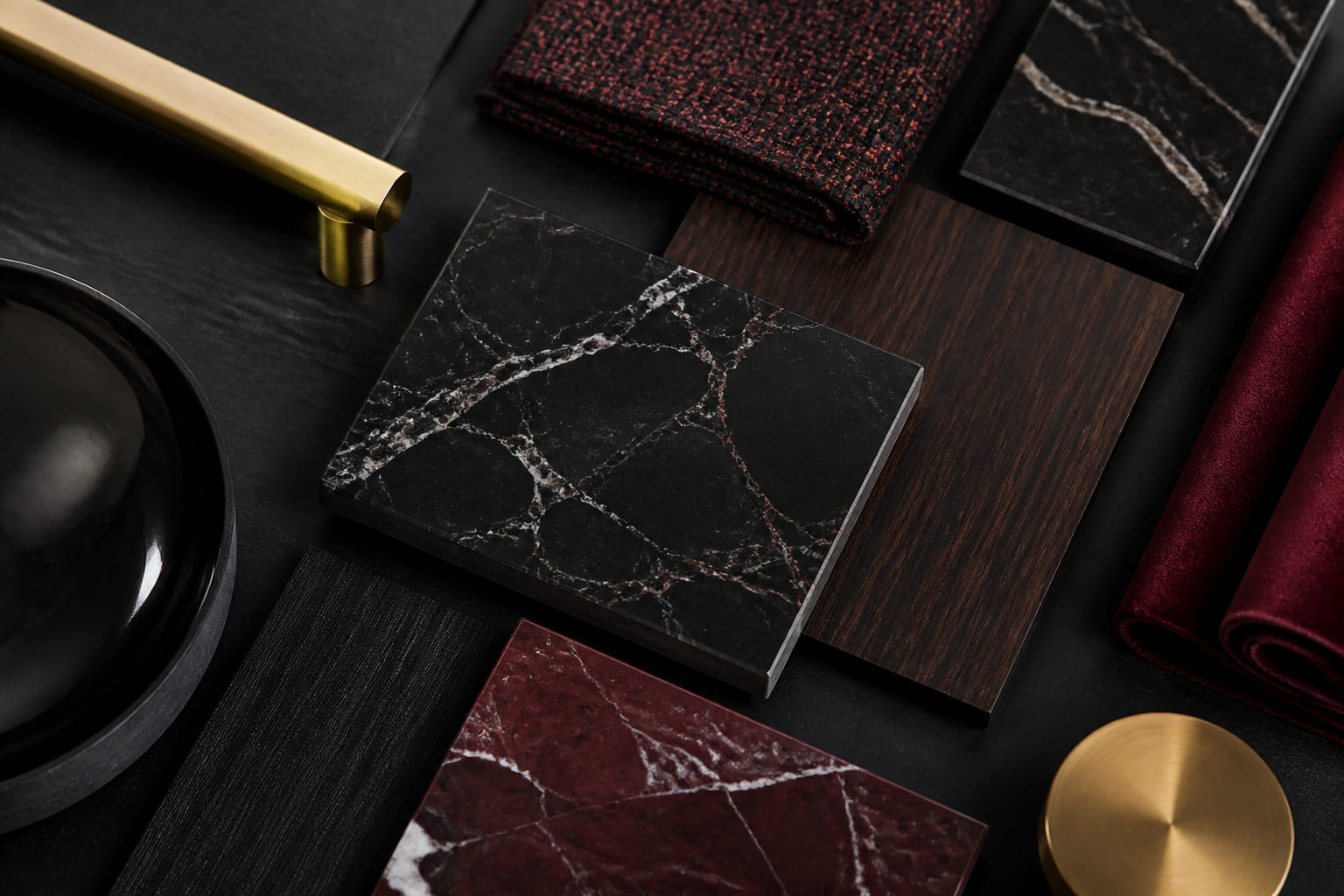 Interior design material samples and textures