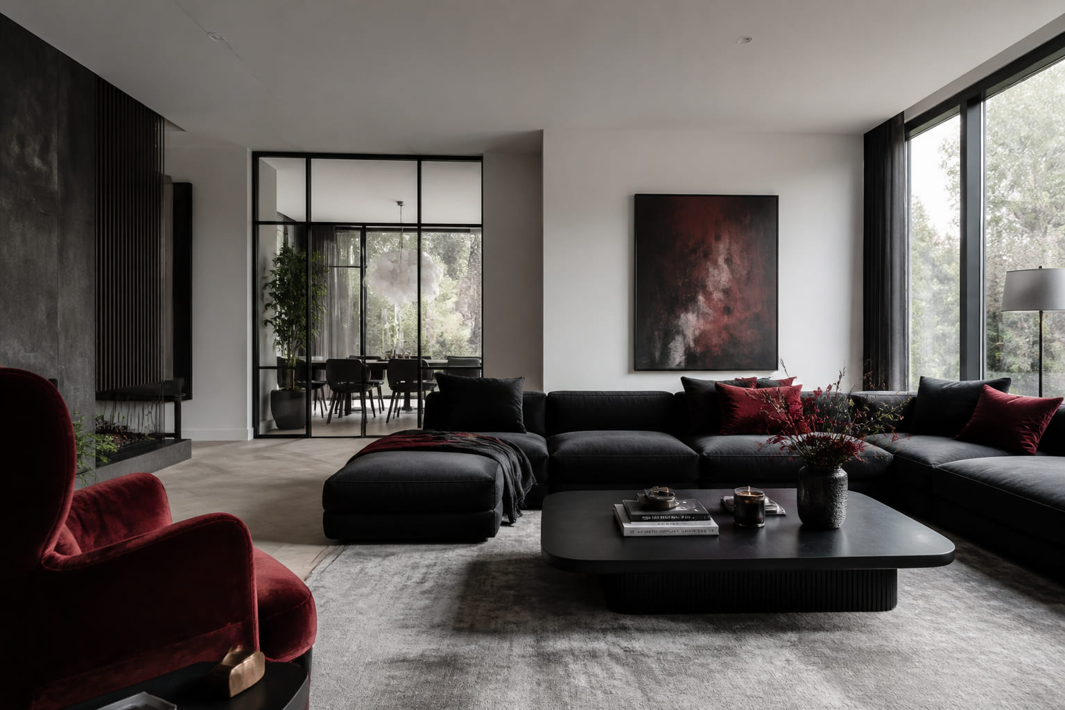 Luxury residential living room interior with Scandinavian design