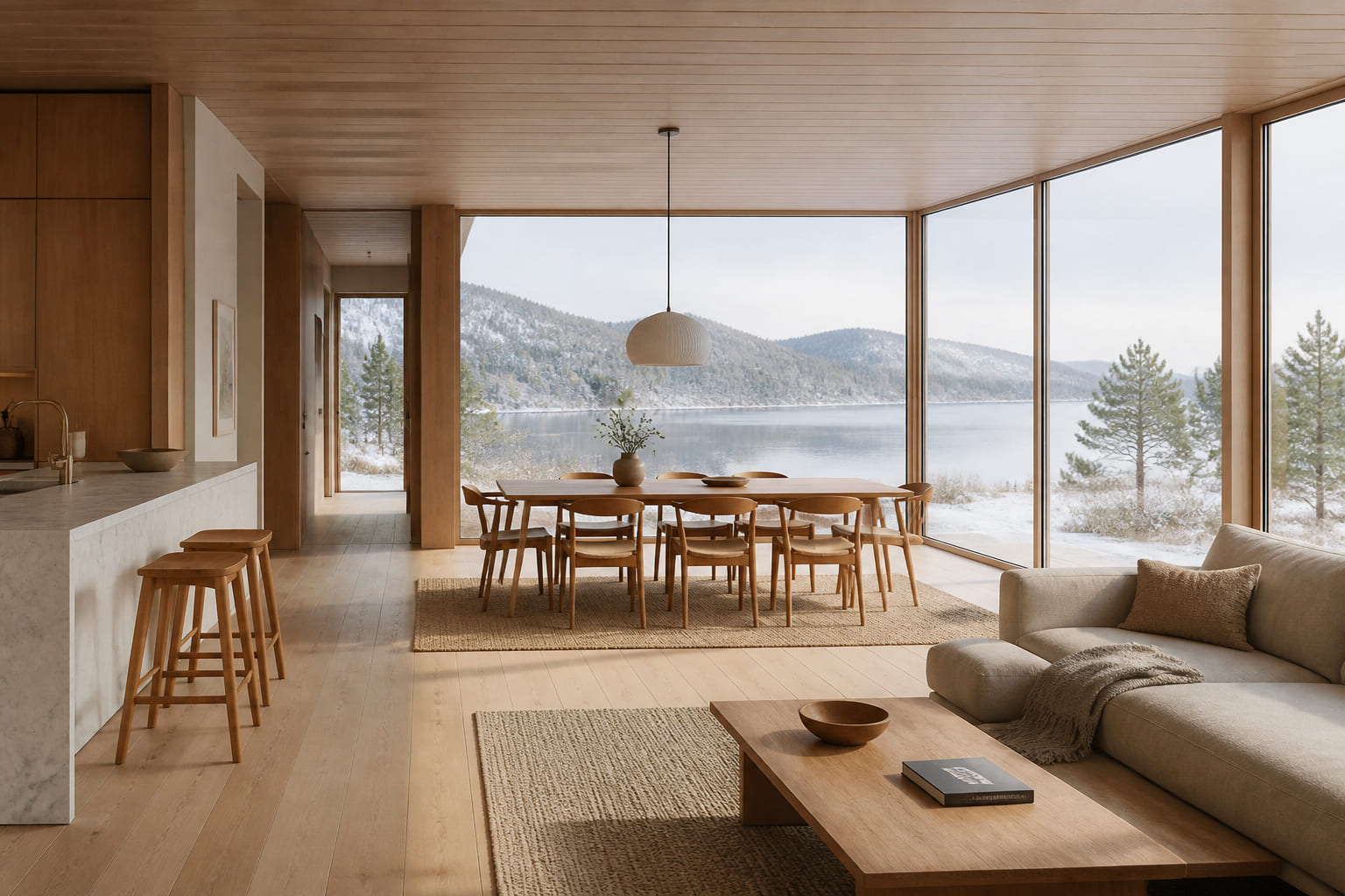 Scandinavian minimalist interior with natural wood and clean lines